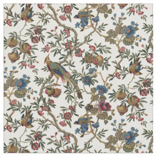 Tecido De Pássaros Vintages E De Pomegranato