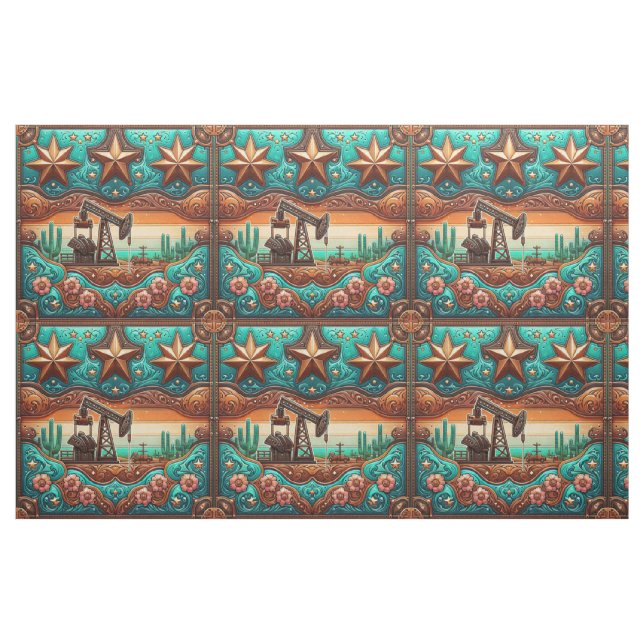 Tecido de perfuração de óleo e gás e bomba Jack (Fat Quarter)