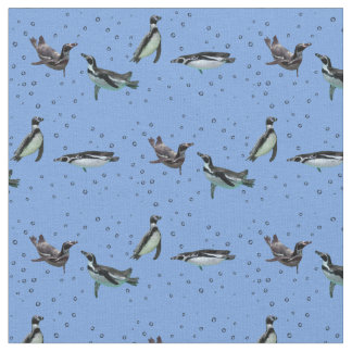 Tecido de pinguins espumantes (azul claro)