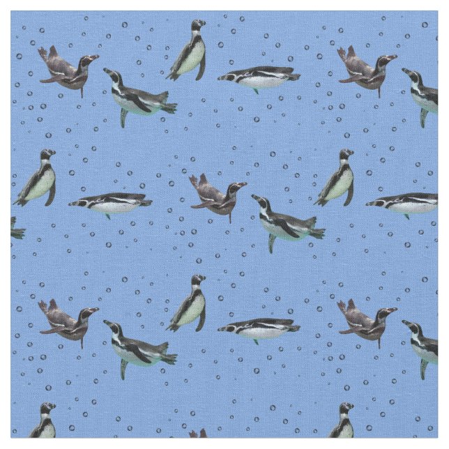 Tecido de pinguins espumantes (azul claro) (Detalhe)