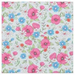 Tecido de Poppies e Daisies