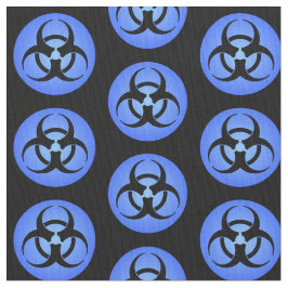 Tecido de símbolos de perigo preto e azul