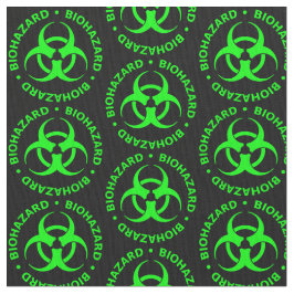 Tecido de símbolos de perigo verde e preto