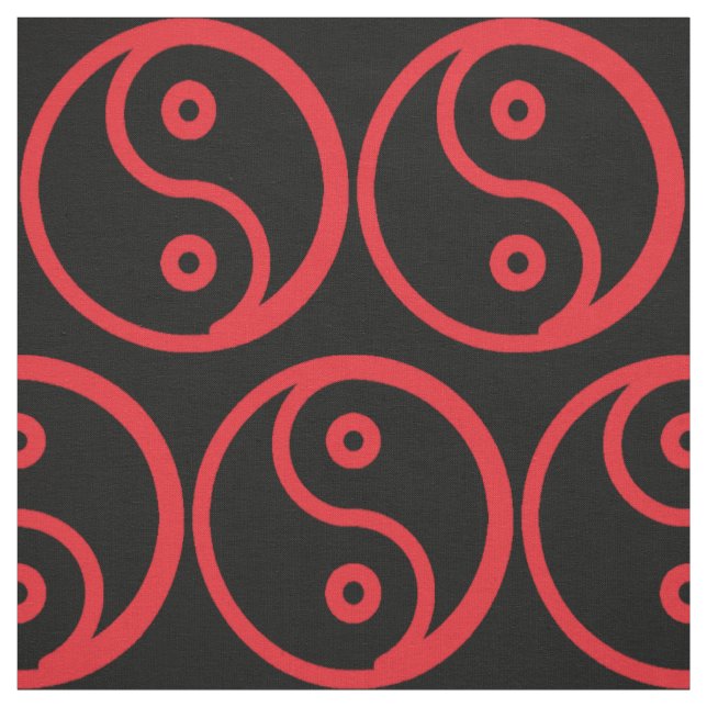 Tecido de Yin Yang - preto, vermelho (Modelo)