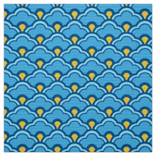 Tecido Deco China Scallops, Turquesa e Aqua