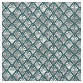 Tecido Deco de Arte Elegante do Teal de Prata Moderno