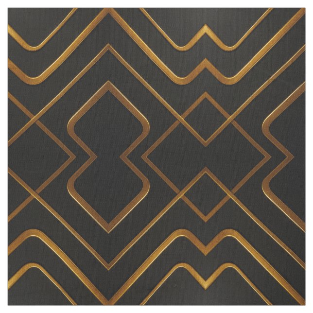 Tecido Deco Opulento Grade Líquido Dourado Preto Monocrom (Modelo)