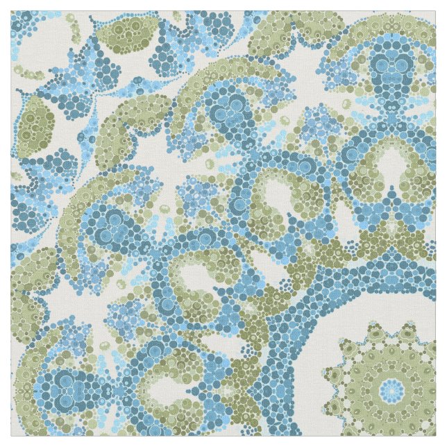 Tecido Decoração branca, verde, azul e sem costura, (Detalhe)