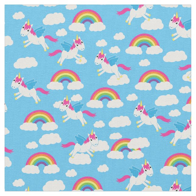 Tecido Decoração de Unicórnios e Rainbows (Detalhe)