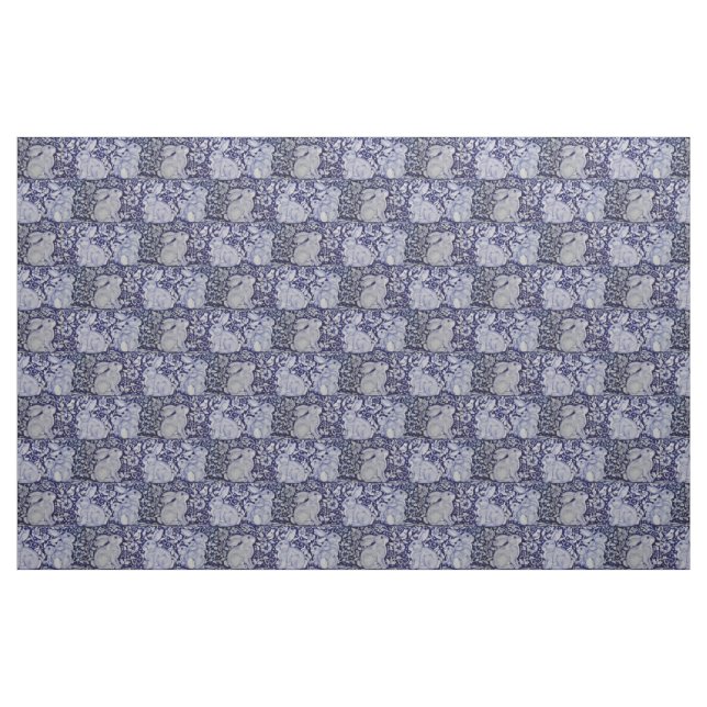 Tecido Dedham Blue & White Rabbit Cerâmica Azulejo Art (Fat Quarter)
