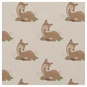 Tecido Deer Fawn Watercolor Baby Nurserland Animal
