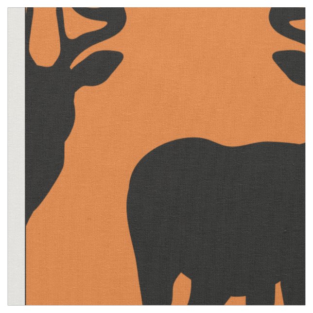 Tecido Deer Hunting Silhouette Pattern Orange Background (Detalhe)