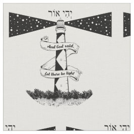 Tecido DEIXE HAVER um farol luminoso preto e branco