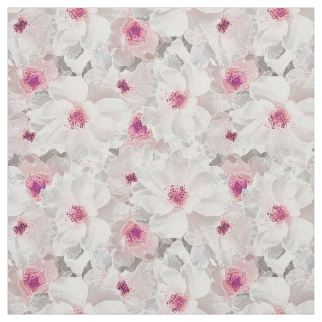 Tecido Delicar floral branco e rosa (Modelo)