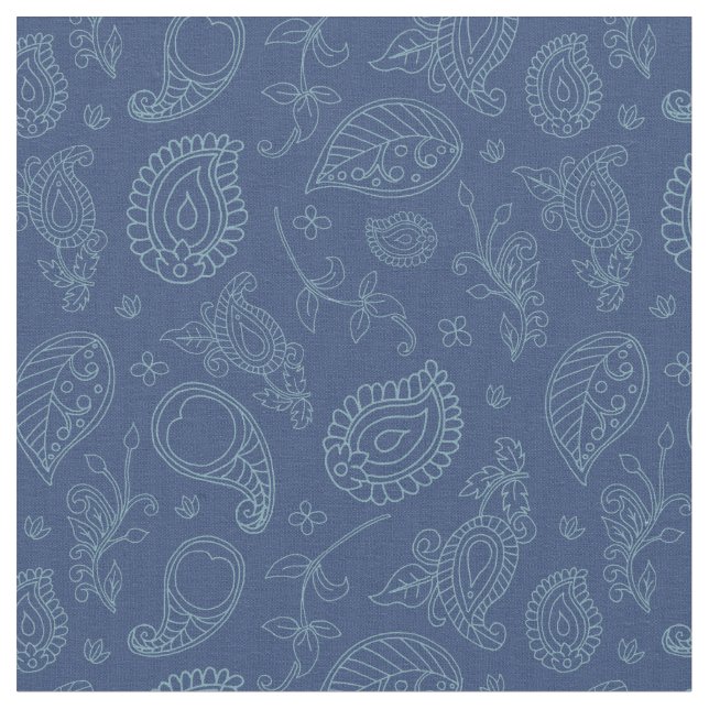 Tecido Denim Blue Indian Boho Paisley Impressão (Detalhe)