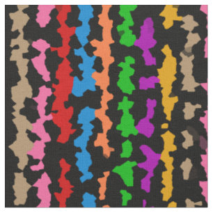 Tecido Desenho Abstrato Irregular Colorido Preto
