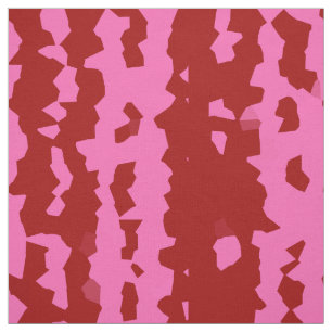 Tecido Desenho Abstrato Irregular Rosa Bege Vermelho