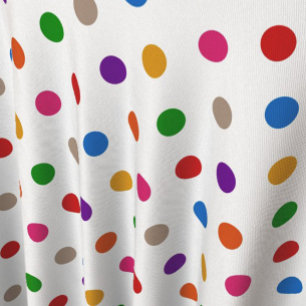 Tecido Desenho de Arco-íris Colorido Branco com Pontos Po
