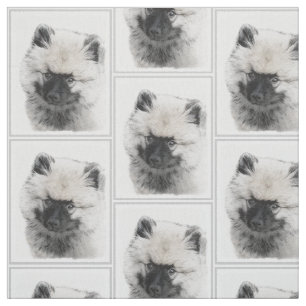 Tecido Desenho De Cachorro De Keeshond - Arte De Cachorro