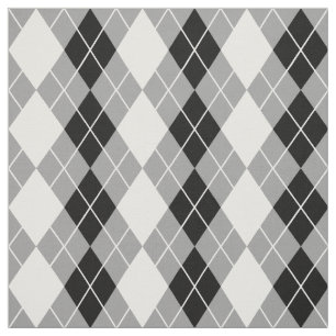Tecido Desenho de diamante argila cinza preto e branco