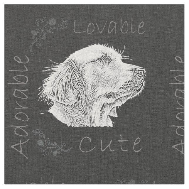 Tecido Desenho de giz do golden retriever (Detalhe)