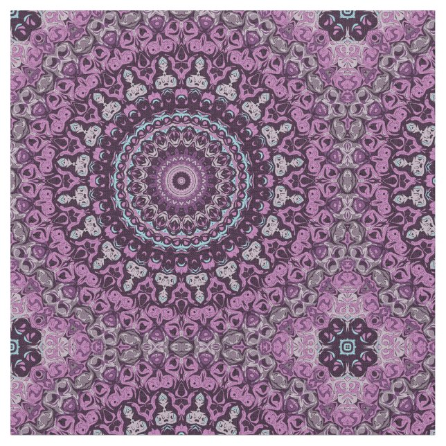 Tecido Desenho de Mandala com Padrão Roxo e Lavanda (Detalhe)