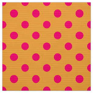 Tecido Desenho de padrão de bolinhas laranja sobre rosa