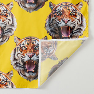 Tecido Desenho de padrão de cabeça de tigre amarelo
