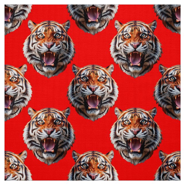 Tecido Desenho de padrão de cabeça de tigre vermelho (Modelo)