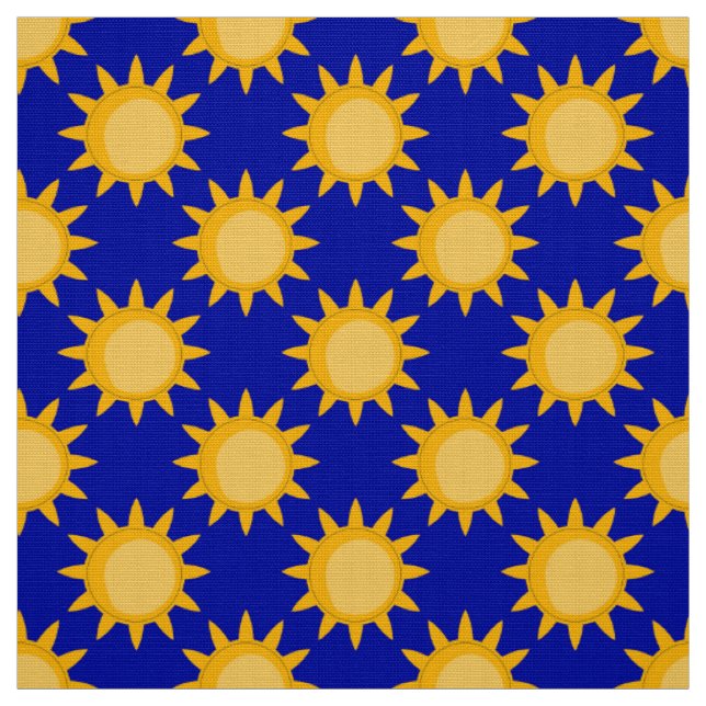 Tecido Desenho de padrão de sol brilhante em azul  (Modelo)