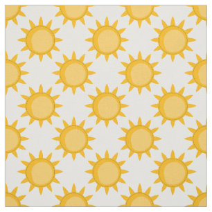Tecido Desenho de padrão de sol brilhante em branco