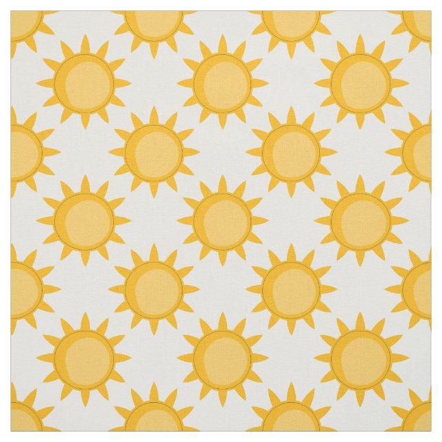 Tecido Desenho de padrão de sol brilhante em branco  (Modelo)