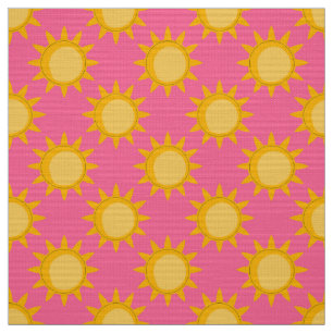 Tecido Desenho de padrão de sol brilhante em rosa