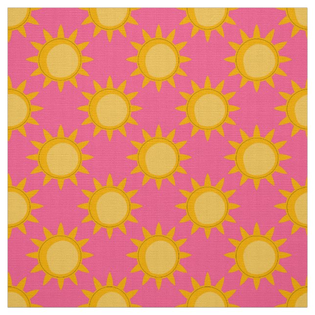 Tecido Desenho de padrão de sol brilhante em rosa (Modelo)