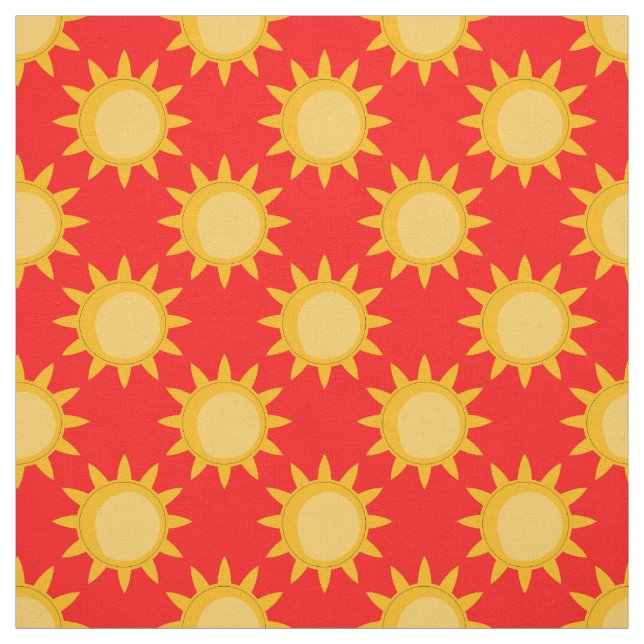Tecido Desenho de padrão de sol brilhante em vermelho (Modelo)