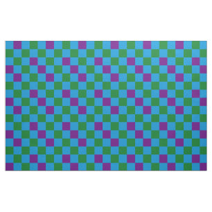 Tecido Desenho de padrão xadrez azul verde roxo