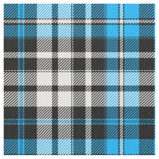 Tecido Desenho de padrão xadrez escocês azul preto branco (Detalhe)