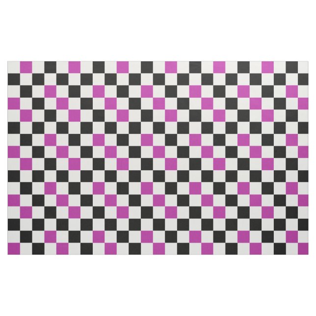Tecido Desenho de padrão xadrez roxo preto e branco (Fat Quarter)