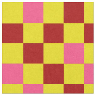 Tecido Desenho de padrão xadrez vermelho amarelo rosa