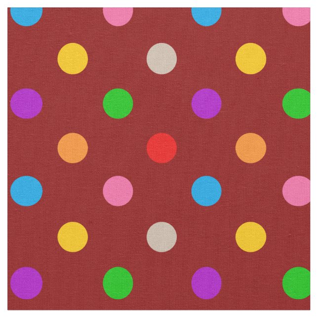Tecido Desenho de Pontos Coloridos Arco-íris Vermelho (Detalhe)