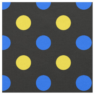Tecido Desenho de Pontos Pintados Preto Azul Amarelo