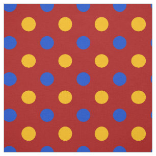 Tecido Desenho de Pontos Polka Vermelho Azul Amarelo 