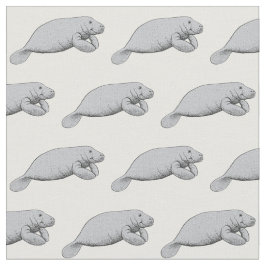 Tecido Desenho do Vintage Manatee