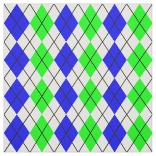 Tecido Desenho em Diamante Argyle Azul Verde Branco
