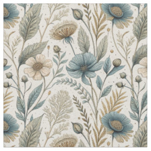 Tecido Desenho Floral de Margarida e Flores Silvestres Bo