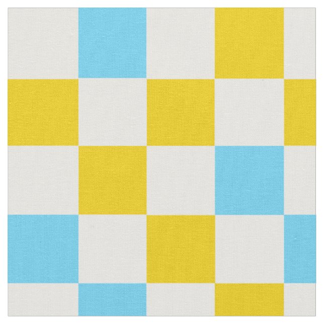 Tecido Desenho Xadrez Amarelo Branco Azul (Detalhe)