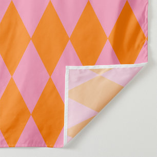 Tecido Desenho Xadrez Arlequim Laranja e Rosa