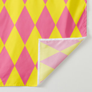 Tecido Desenho Xadrez Arlequim Rosa e Amarelo