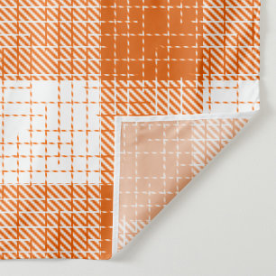 Tecido Desenho Xadrez Bold Laranja e Branco