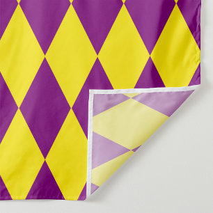 Tecido Desenho Xadrez Harlequin Roxo e Amarelo
